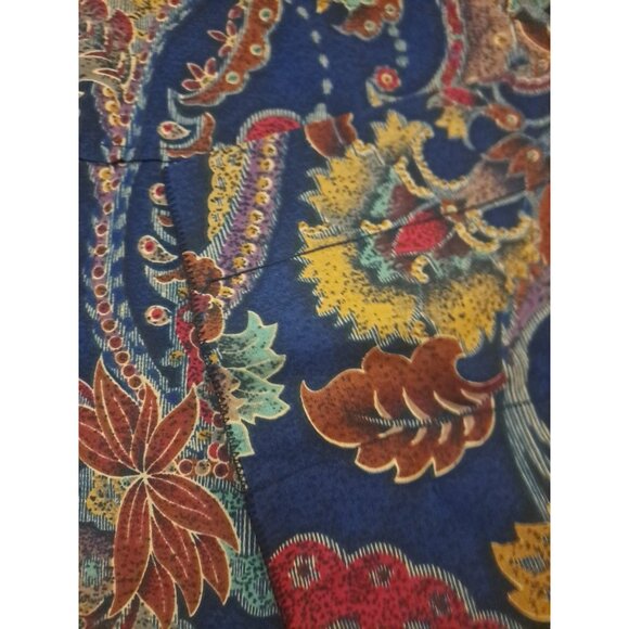 Blue Curtain Valance Paisley Floral Abstract Red Gold Boho Cottage 13x72 - Picture 3 of 4